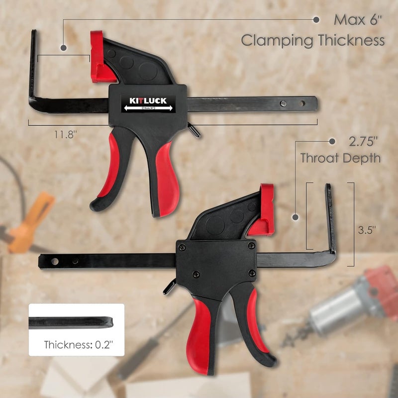 KITLUCK Track Saw Clamp, Quick Release Guide Rail Clamp for Circular Saw Guide Rail System, 6" Clamping Thickness, Universal Wood Track Clamps for Woodworking-2 Pcs - Image 2